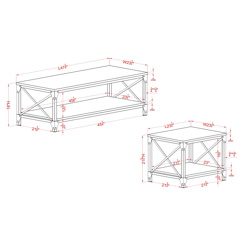 3-Piece Gray Coffee Table Set H6837