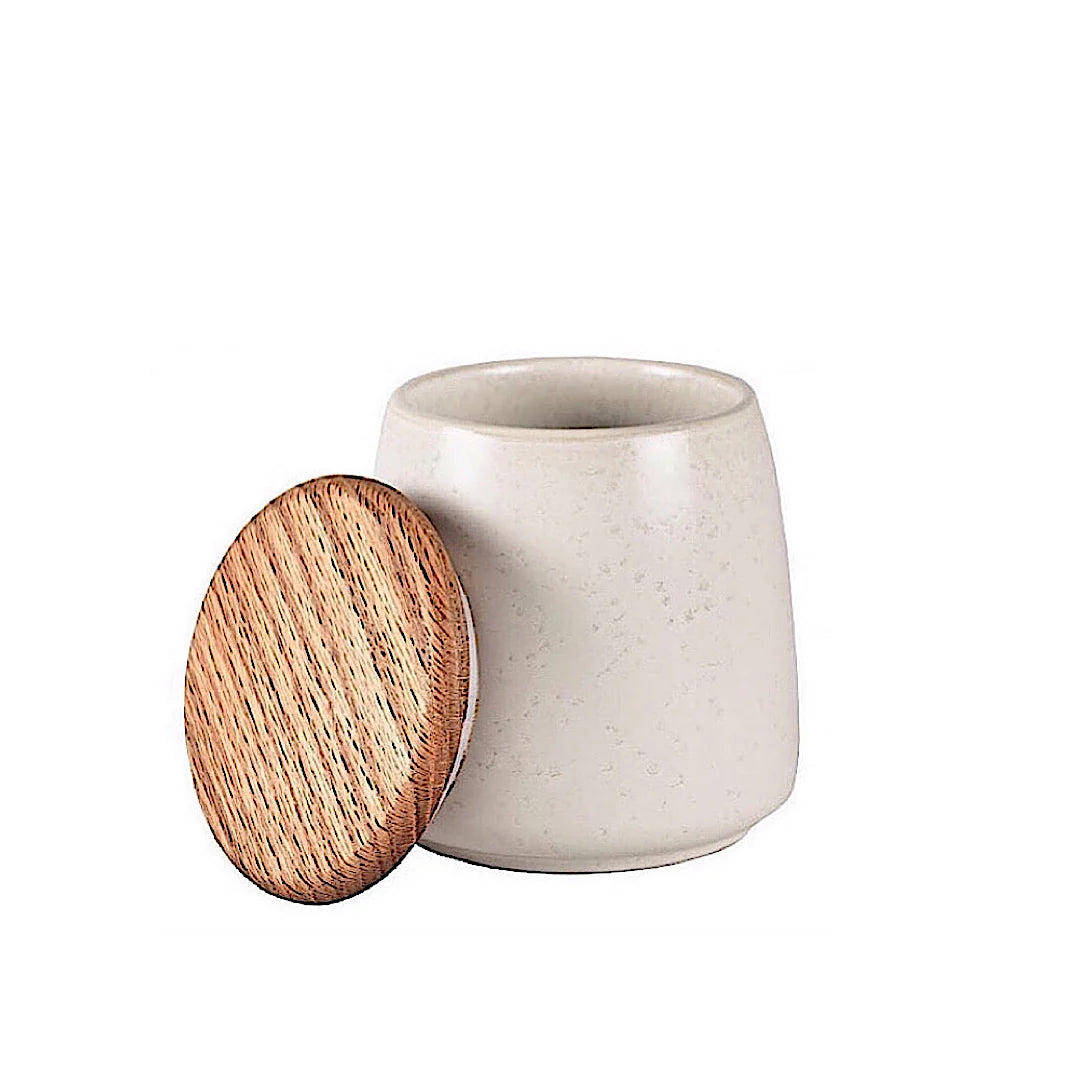 Stoneware Jar With Lid 16.5 cm Matt Cream R133