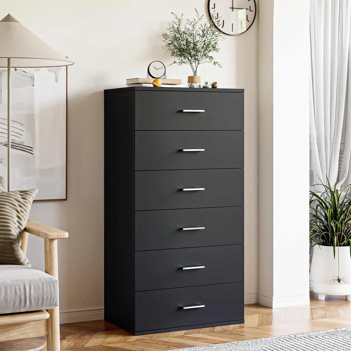 White 6 Drawer Wood Dresser W28392