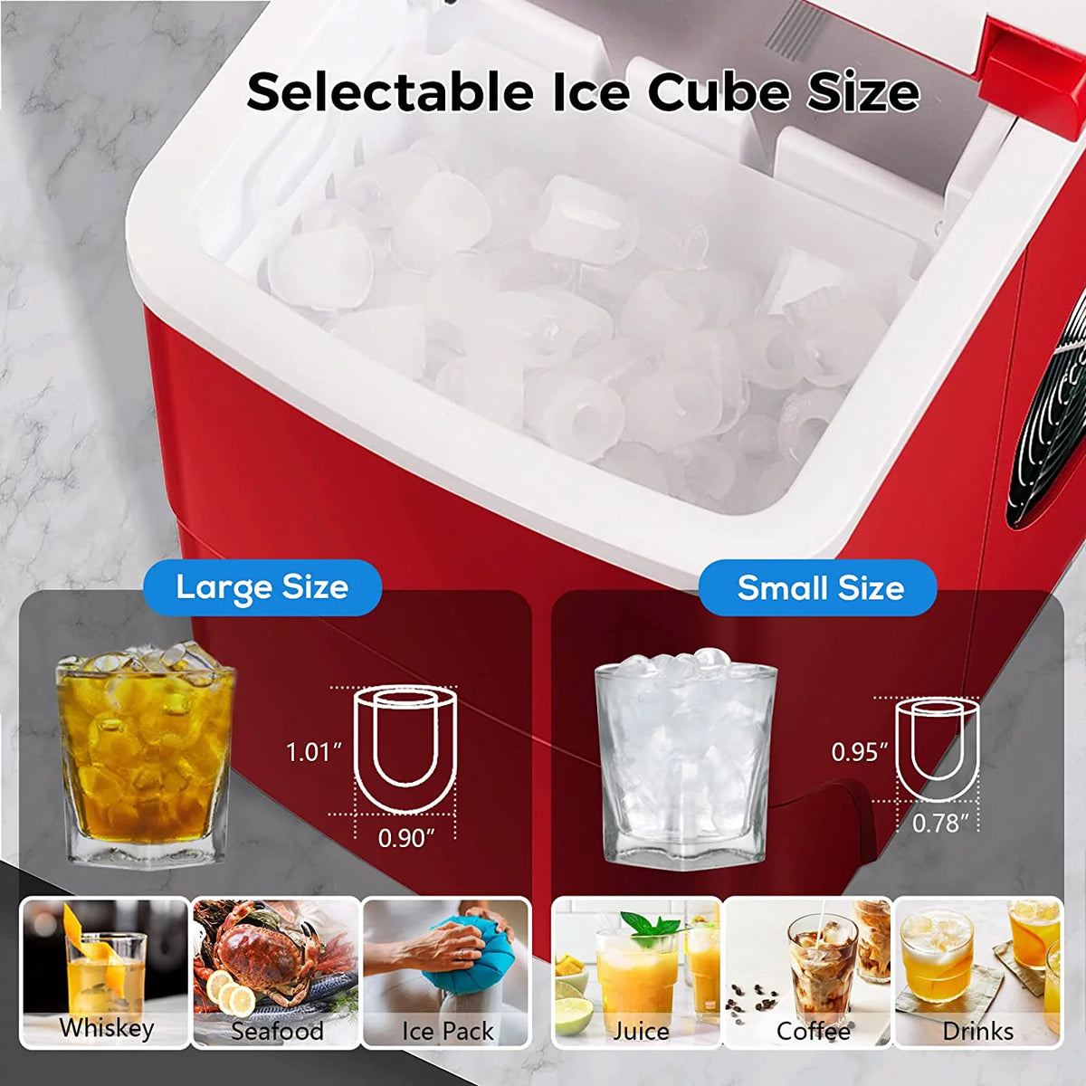 Portable Countertop Ice Maker with Ice Scoop and Basket X927