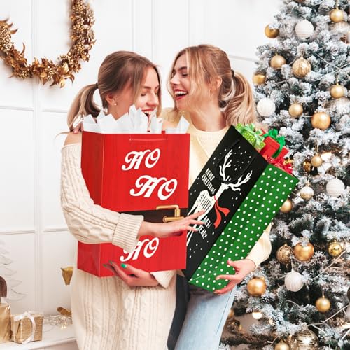 24 Pack Christmas Gift Bags Assorted Sizes with Gift Tags N88063