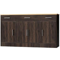 Brown Wood Buffet Cabinet with 3 Drawers and 4 Doors R3775