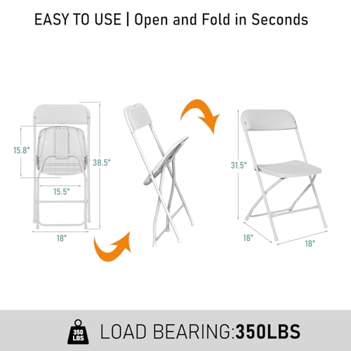 White Plastic Folding Chair 10 Pack 350 lb Capacity S85620