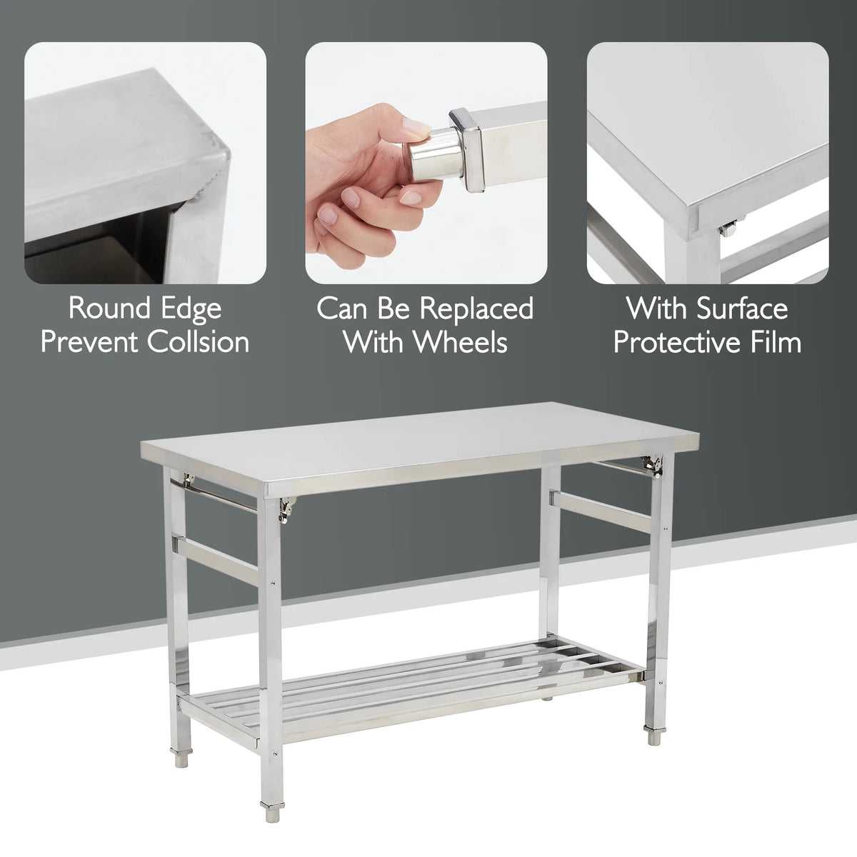 Stainless Steel Table 48x24 Inches with Adjustable Under Shelf B466831