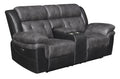 Charcoal and Black Tufted Cushion Motion Loveseat I5617