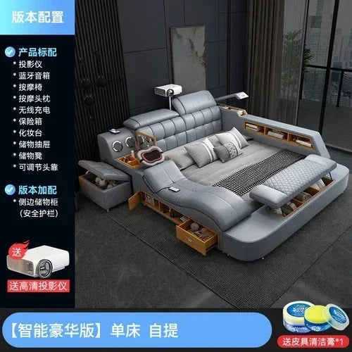 King Double Bed Leather Storage Bed W107