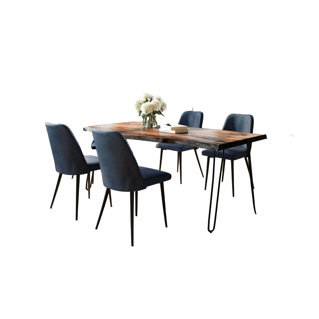 Solid Acacia Five Piece Dining Set with Upholstered Chairs X448
