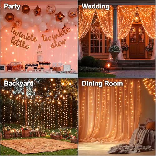 300LED Warm White Fairy Curtain Lights 2 Pack Z33498