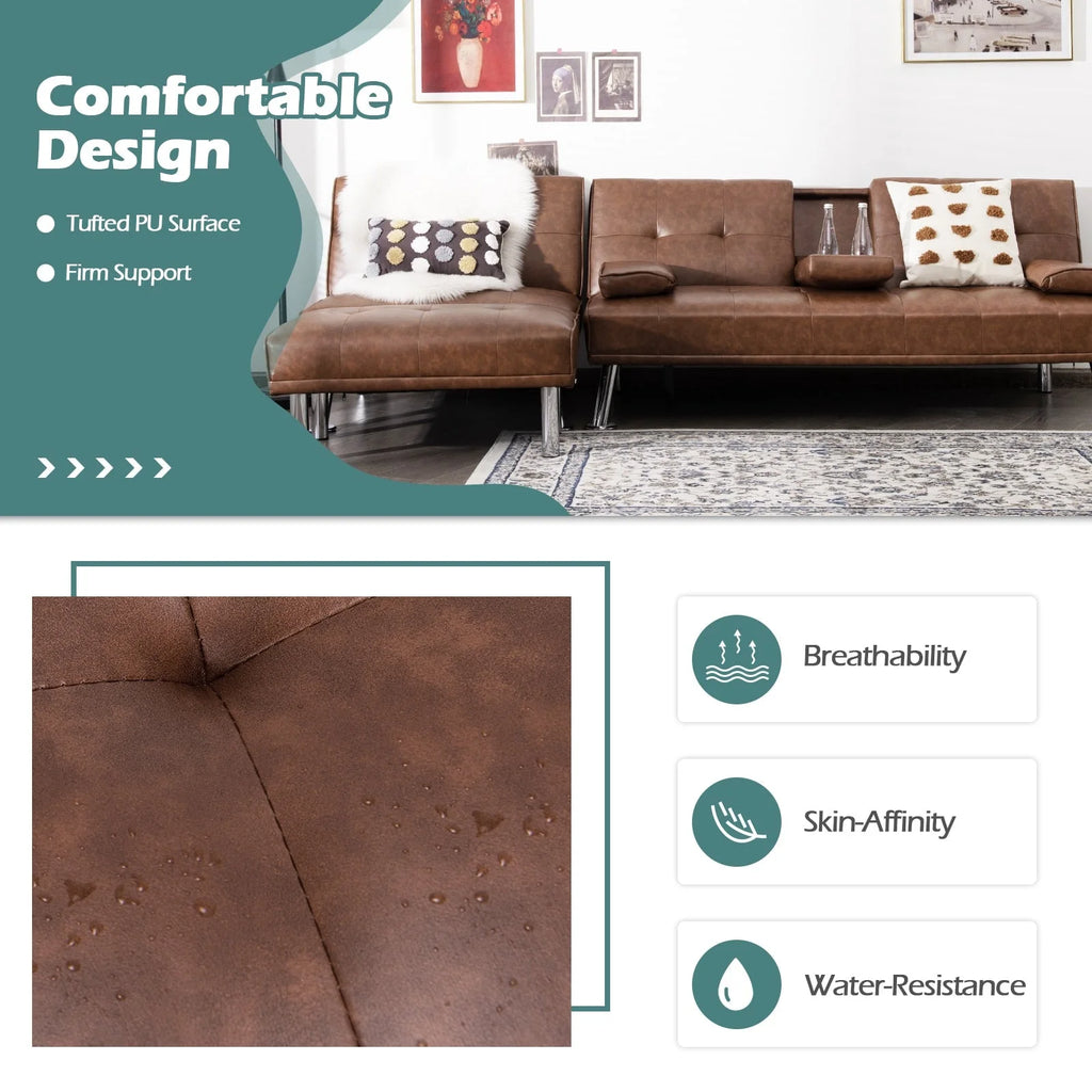 Brown 3-Piece Sectional Sofa Set F813