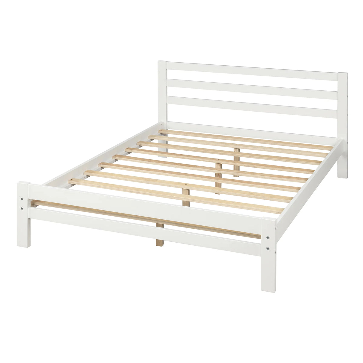 White Full Wood Platform Bed with Two Drawers U4834