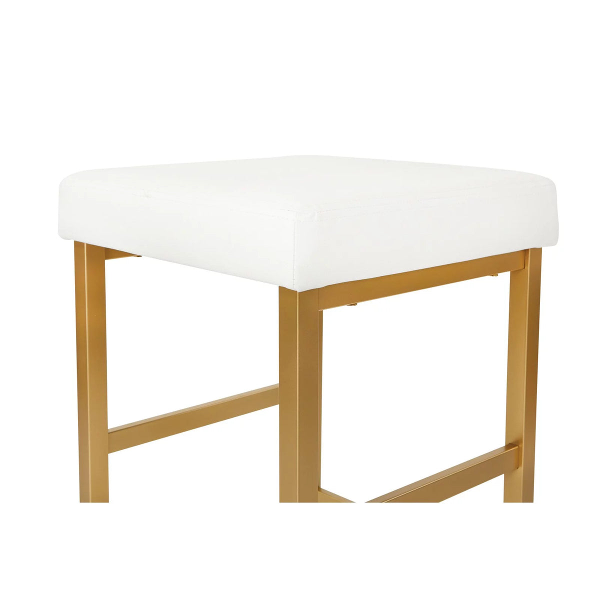 26" Gold Backless Stool in White M13387