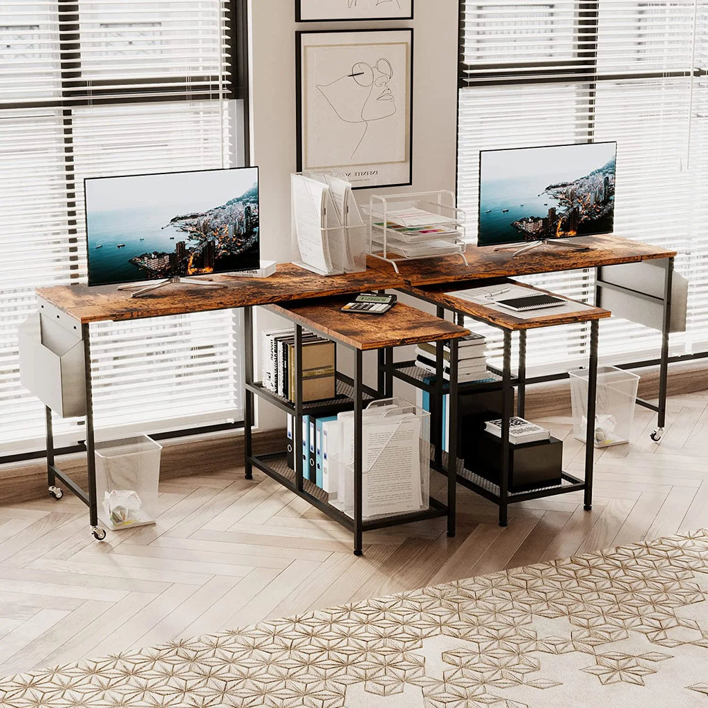 L-Shaped Corner Computer Desk 67 Inch with Shelves C386746