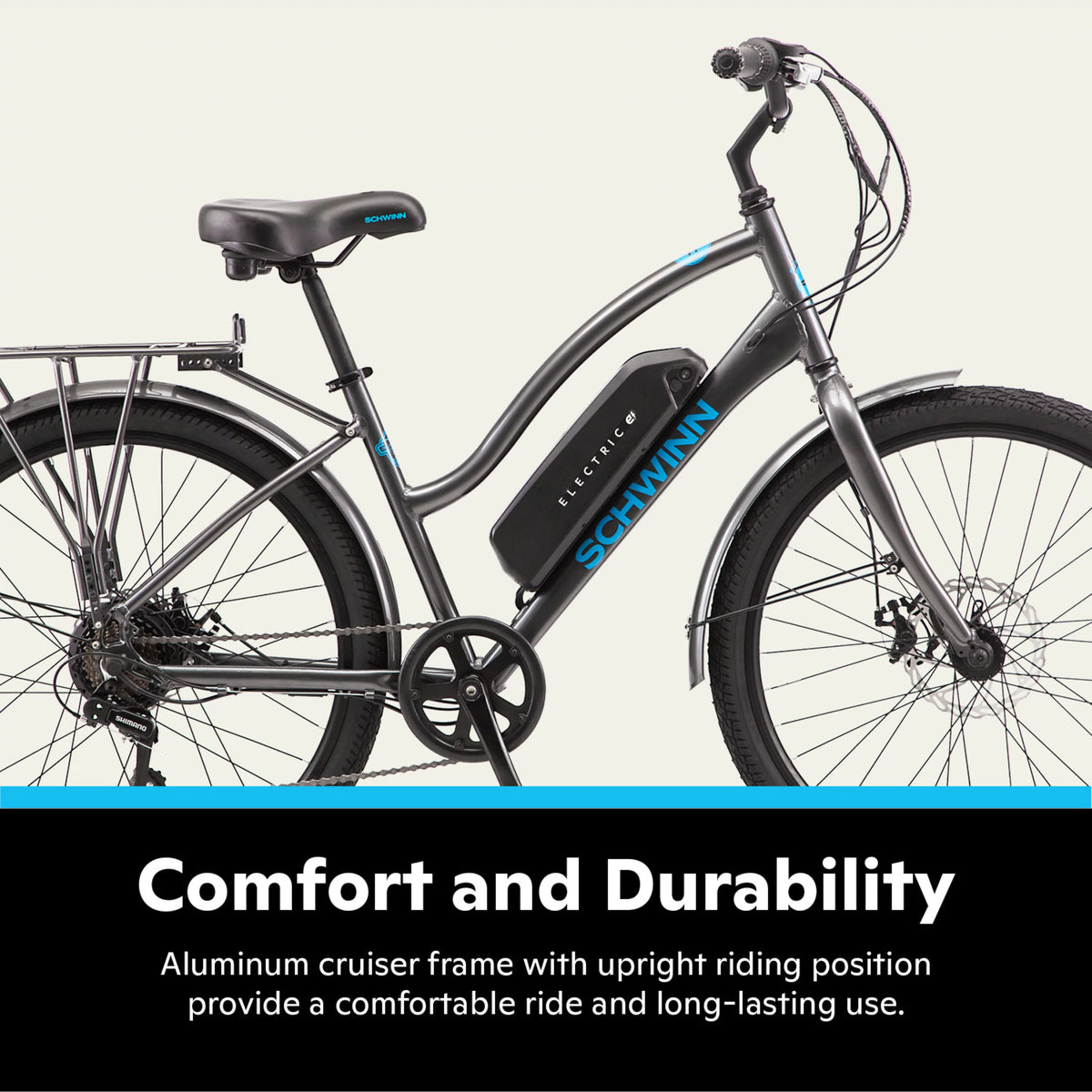 26 Low Step Cruiser Electric Bike 7 Speeds 250w Black D6242