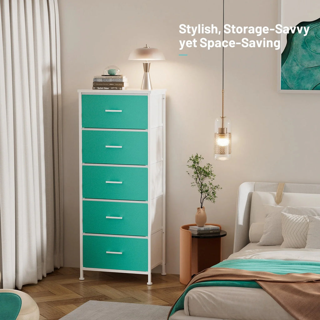 5 Drawer Dresser with Fabric Bins T7377