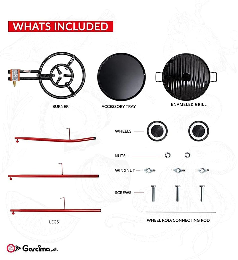 20 Inch Carbon Steel Paella Pan Set with Burner X85633