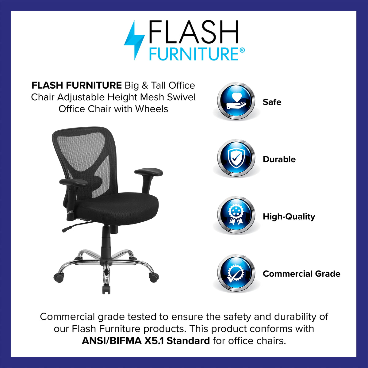 Black Mesh Ergonomic Task Office Chair with Adjustable Back and Arms Y307