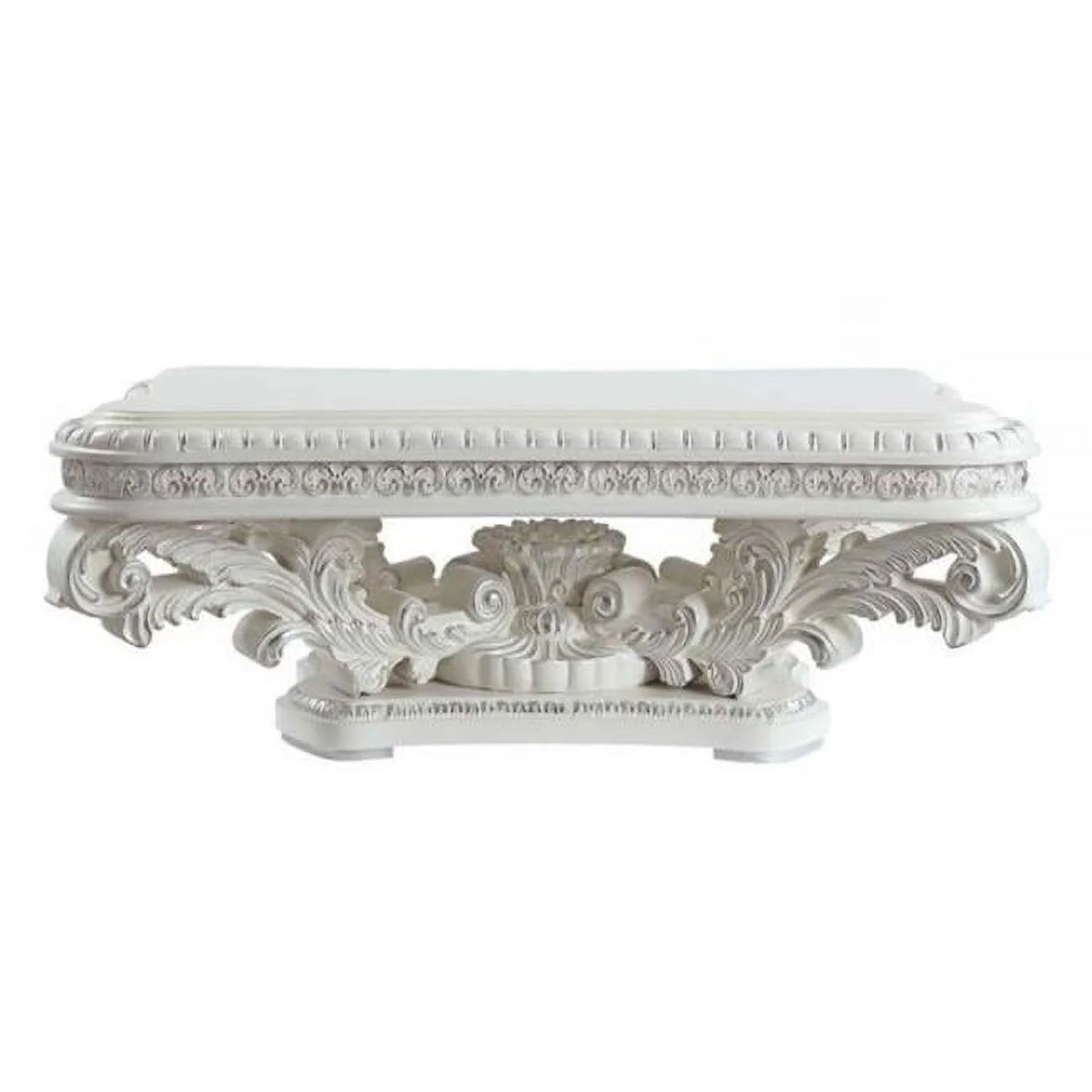 Antique White Manufactured Wood & Resin Rectangular Coffee Table Z59777