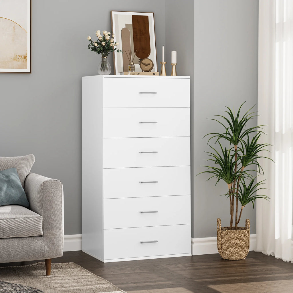 White 6 Drawer Wood Dresser W28392