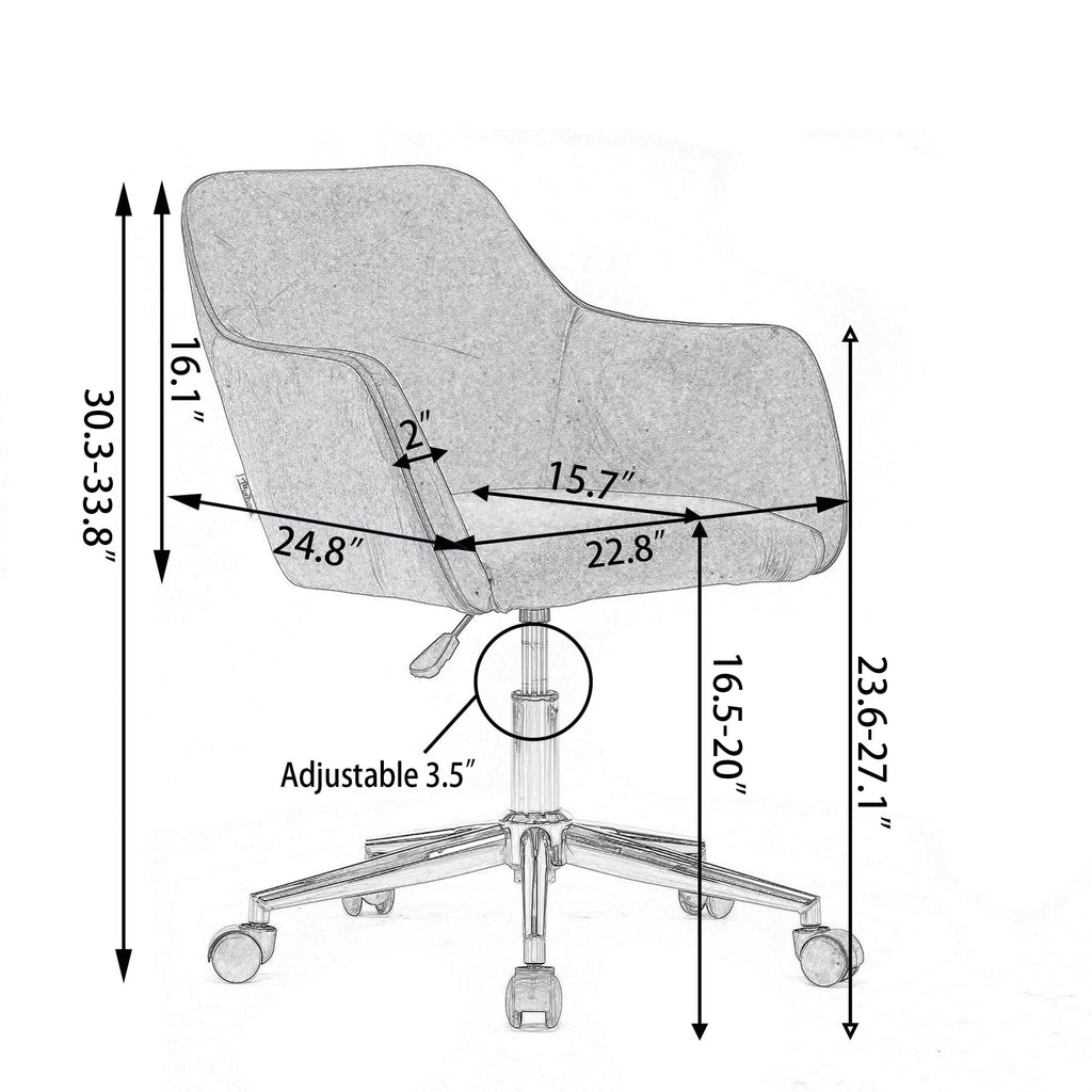 Yellow Teddy Fabric Adjustable Height Office Chair D268951