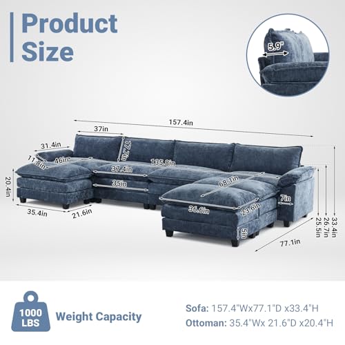 87" Convertible L-Shaped Sectional Sofa with Ottoman K828791