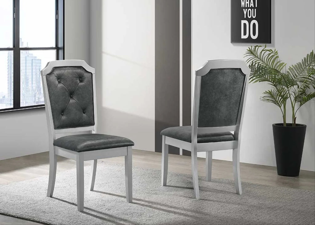 Grey Silver Dining Table Set for 6 J4325