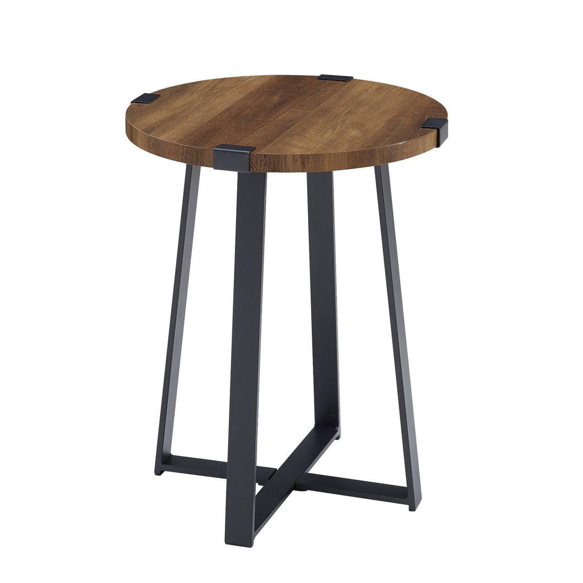 Round Rustic Oak Side Table N65849