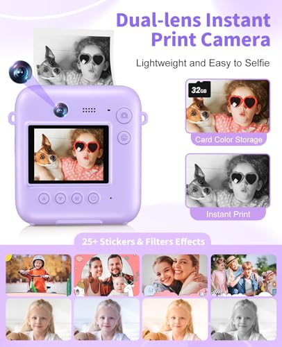 Instant Print Kids Camera 48MP 1080P with 32GB Card P43379
