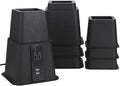 Black Set of 4 Adjustable Bed Riser with Power Outlet and USB Ports G2657