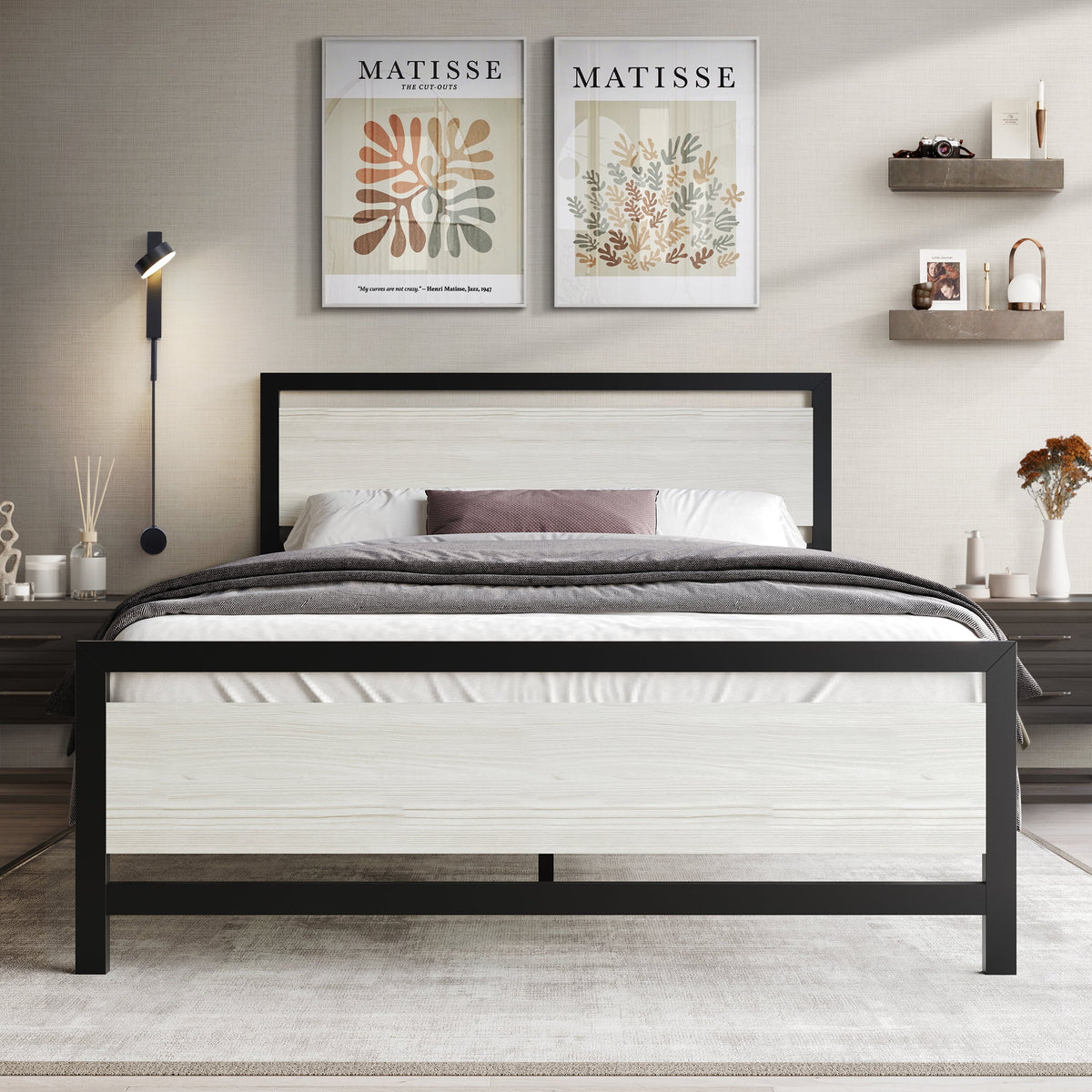 Twin Metal Platform Bed Light Grey T5125