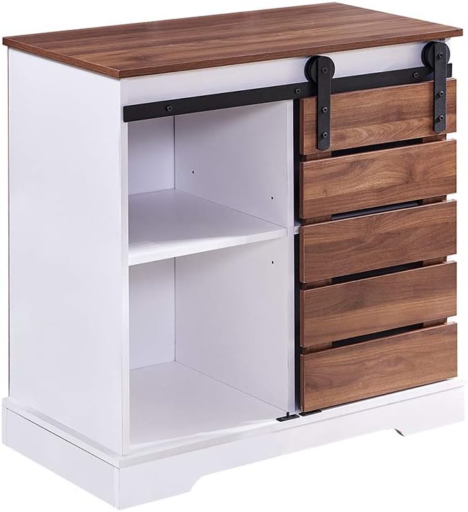 Wooden Storage Cabinet with Sliding Door and 2 Layer Shelf A828205