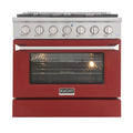 36 Pro-Style Natural Gas Dual Fuel Range with 4 Burners in Red W80313