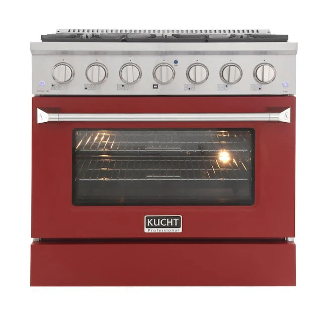 36 Pro-Style Natural Gas Dual Fuel Range with 4 Burners in Red W80313
