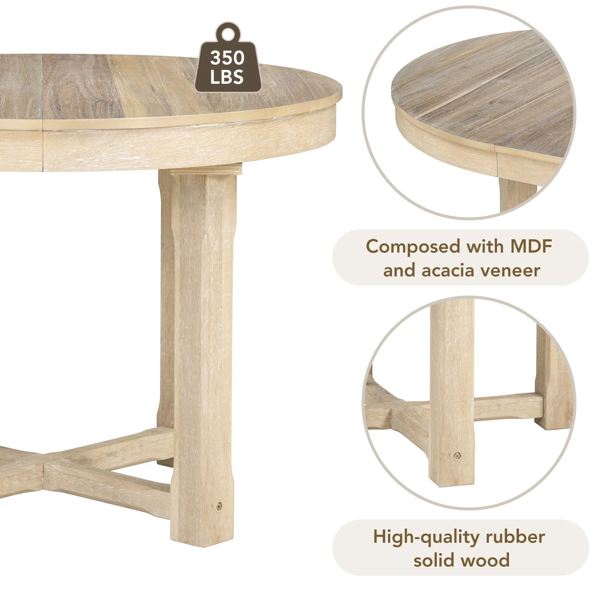 5-Piece Extendable Wood Dining Table Set with 4 Upholstered Chairs Z437130