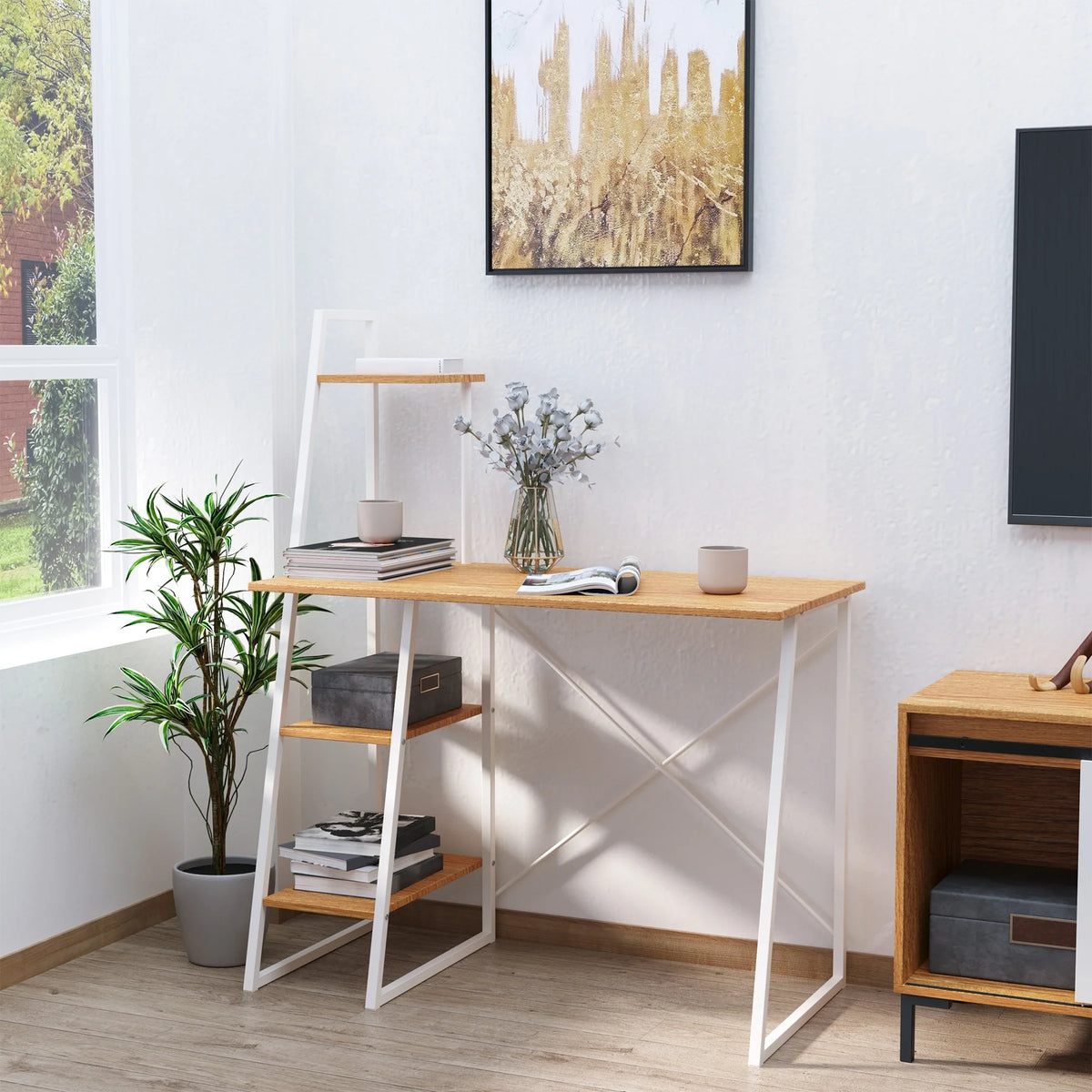 Computer Desk with 3-Tier Storage Shelves G6797