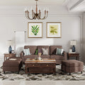 Brown Convertible Sectional Sofa with Storage Ottoman J41015