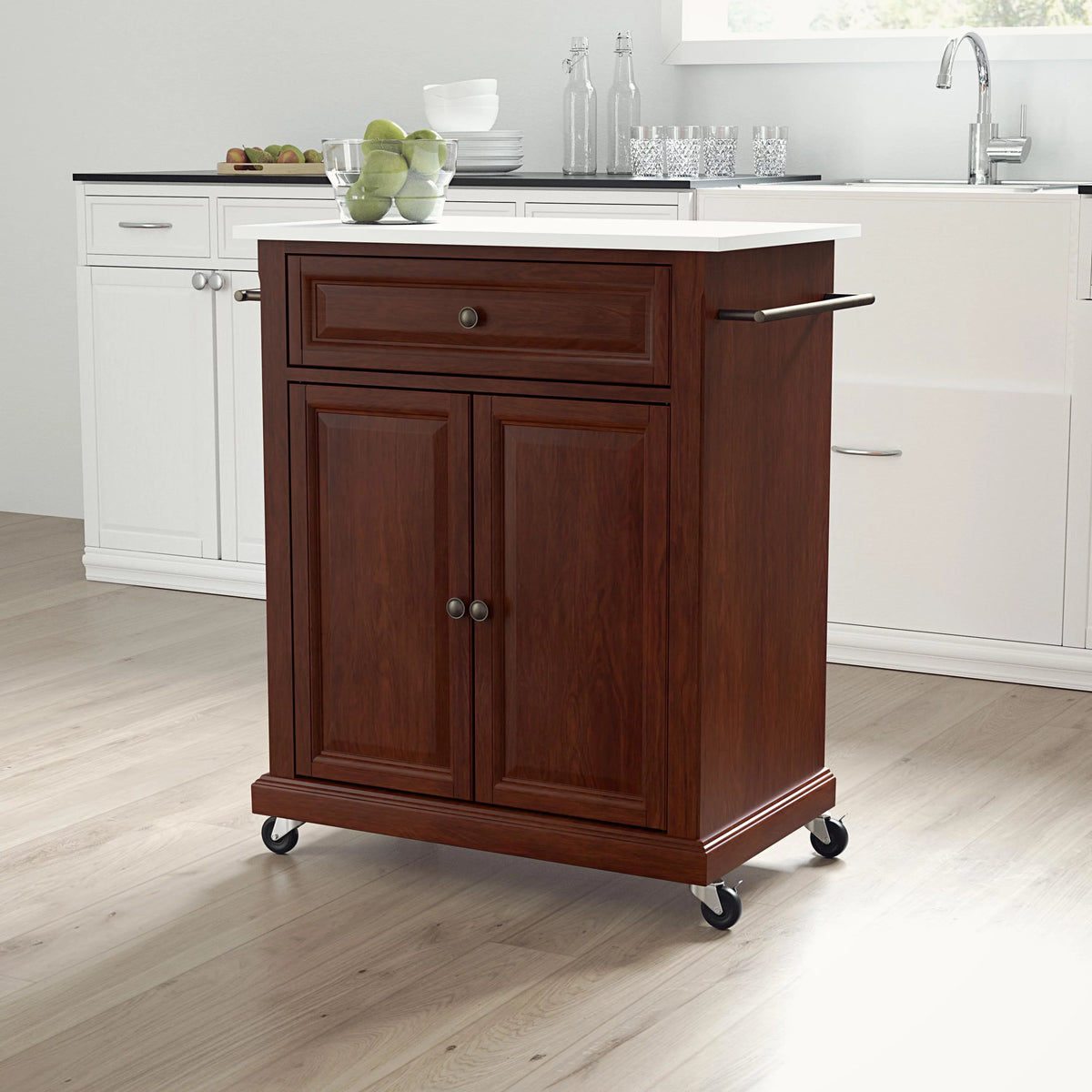 Wood Kitchen Cart with Granite Top F19264