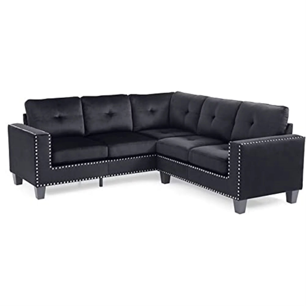 Black Velvet Sectional Q427