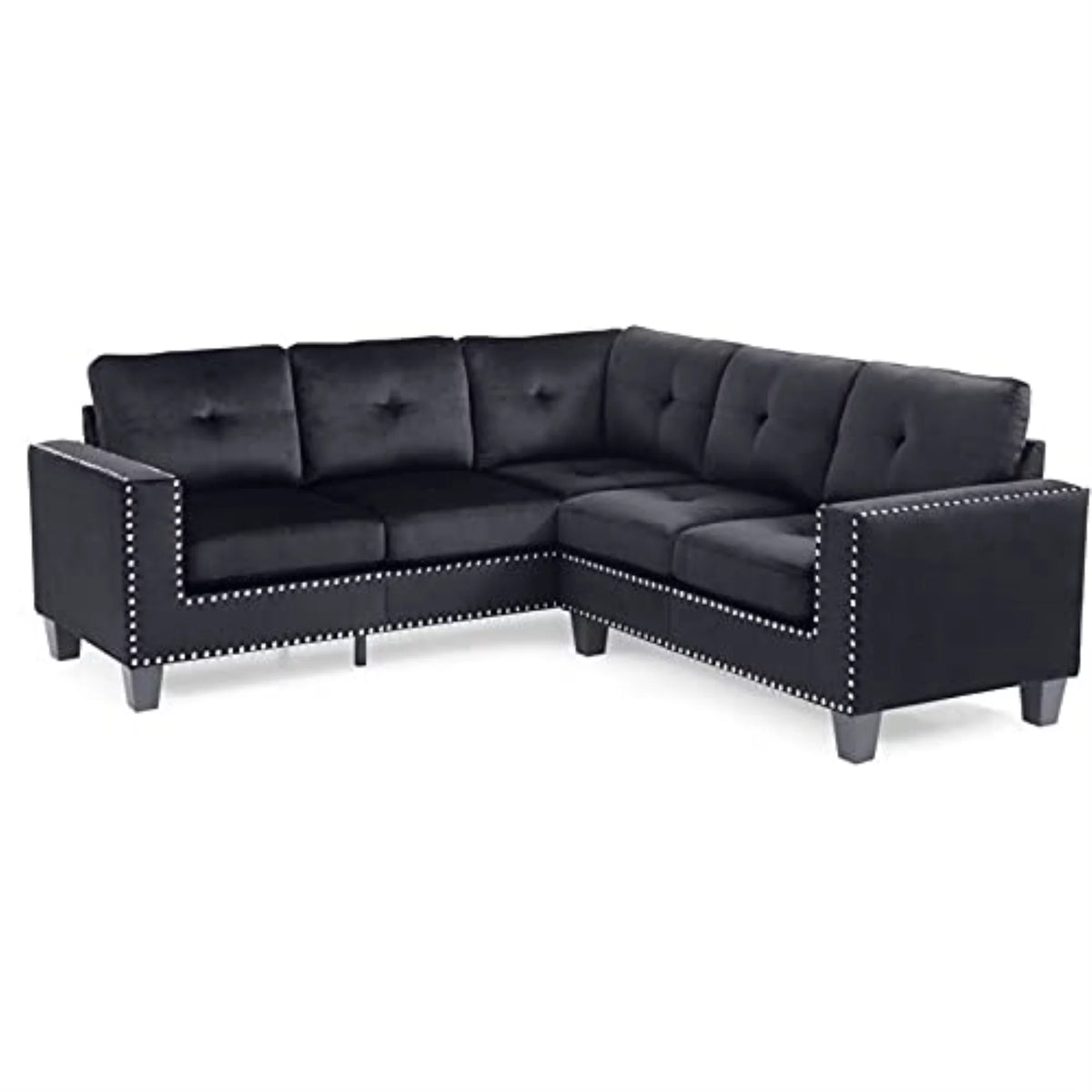 Black Velvet Sectional Q427