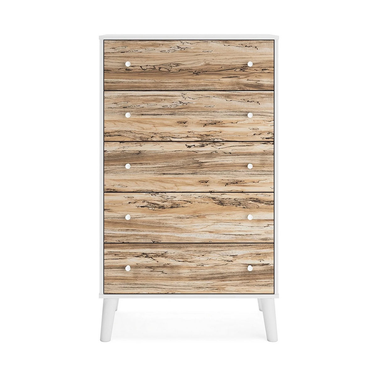 White and Brown 5 Drawer Dresser Chest N56916