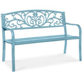 Black Steel Outdoor Bench with Floral Backrest P45607