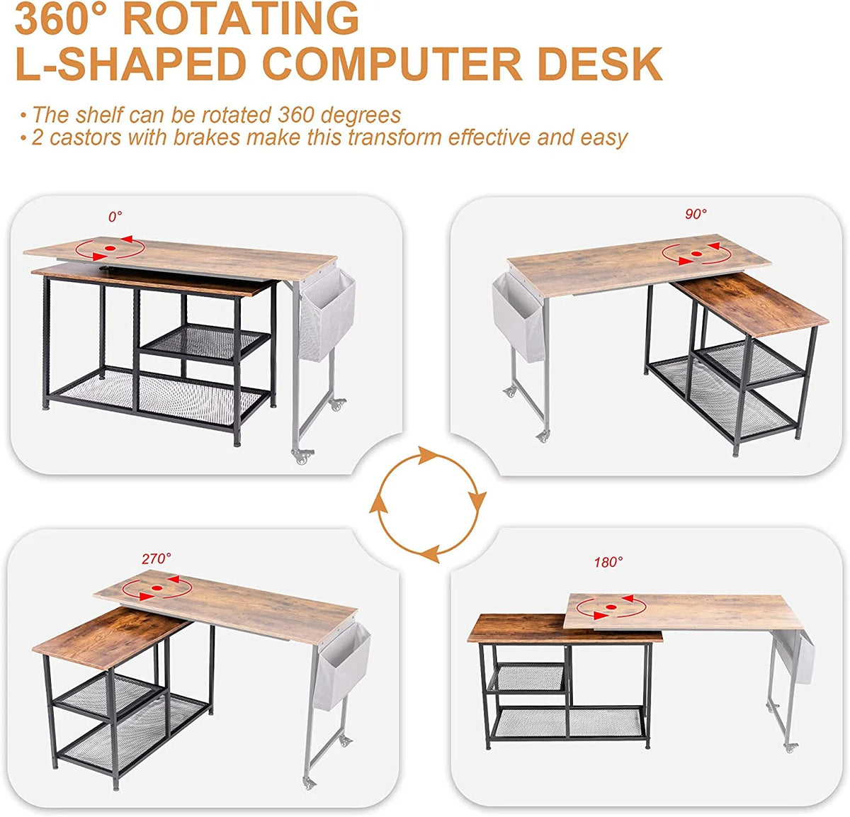 L-Shaped Corner Computer Desk 67 Inch with Shelves C386746