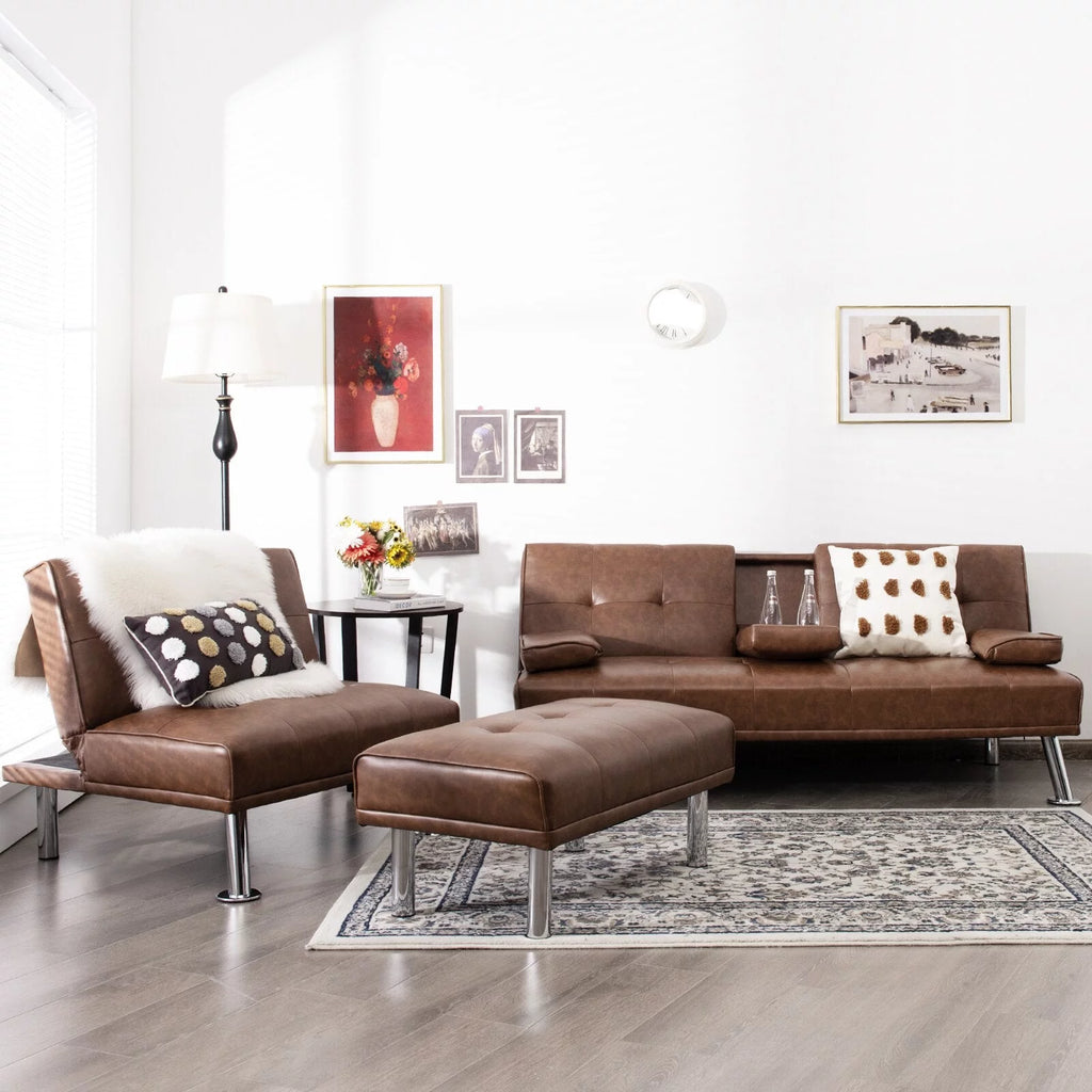 Brown 3-Piece Sectional Sofa Set F813