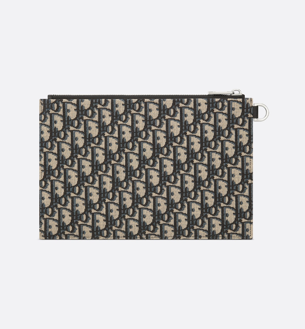 Beige and Black Oblique Jacquard Pouch Y218266