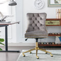 Velvet Upholstered Tufted Button Office Chair with Golden Metal Base L930