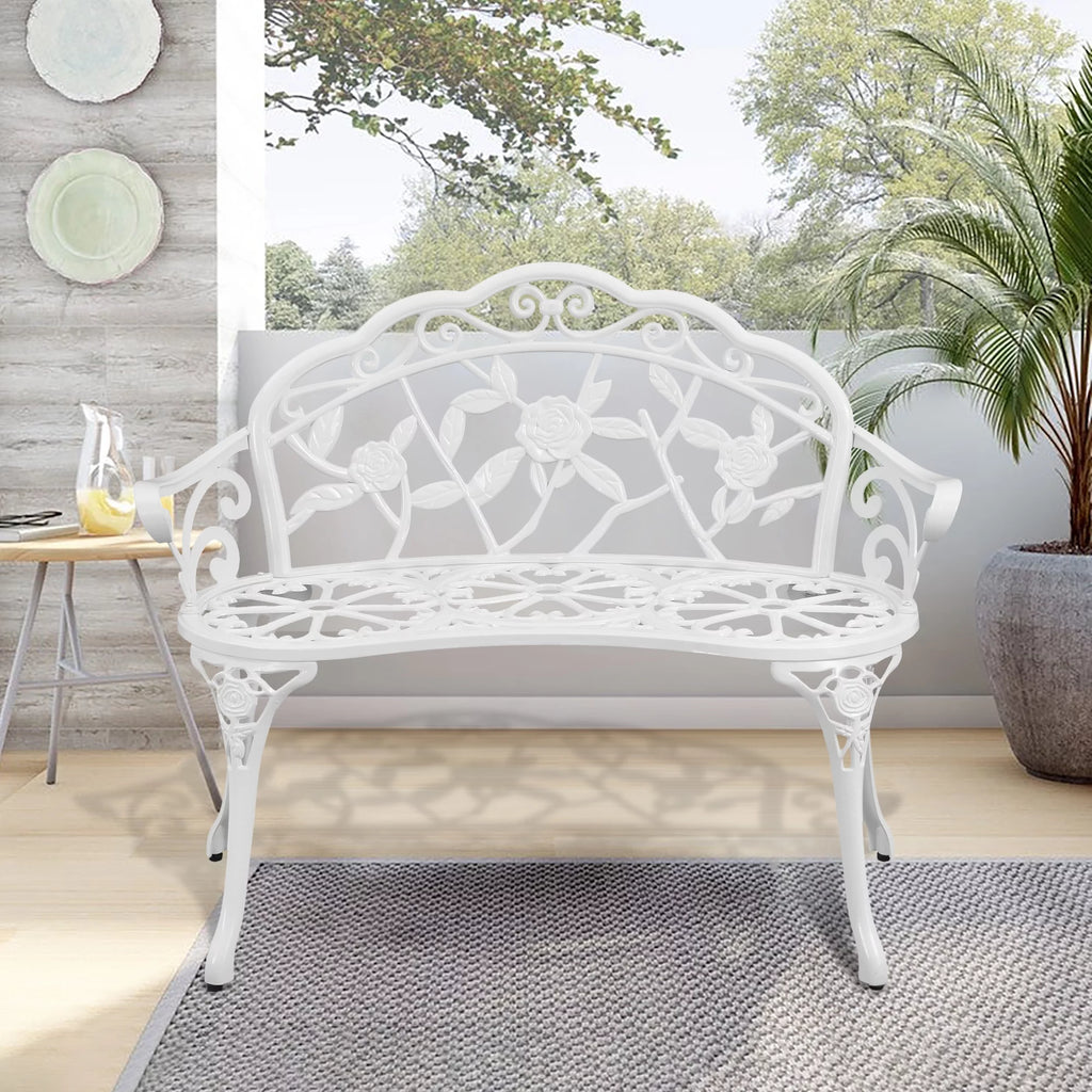 White Outdoor Aluminium Garden Bench D828255