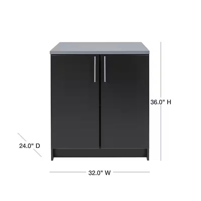 Black Wood Freestanding Garage Cabinet X32178