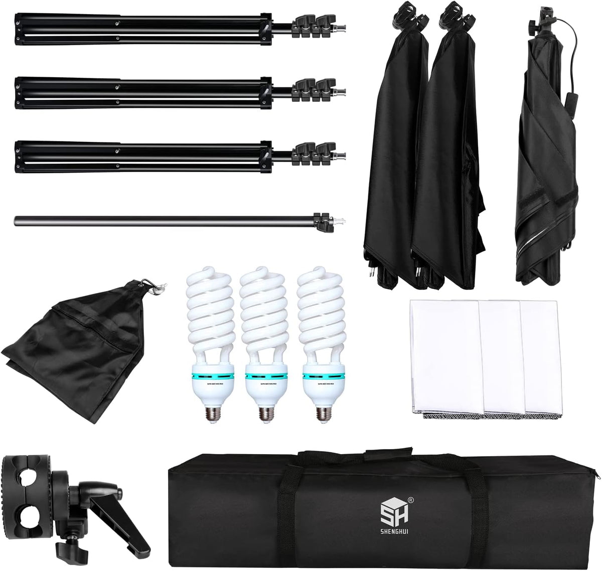 Photography Studio Lighting Kit with Softbox and 3 PCS 5500K Bulbs T366