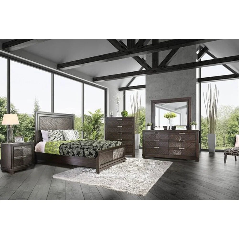 2 Drawers Wood Nightstand in Espresso Q35947