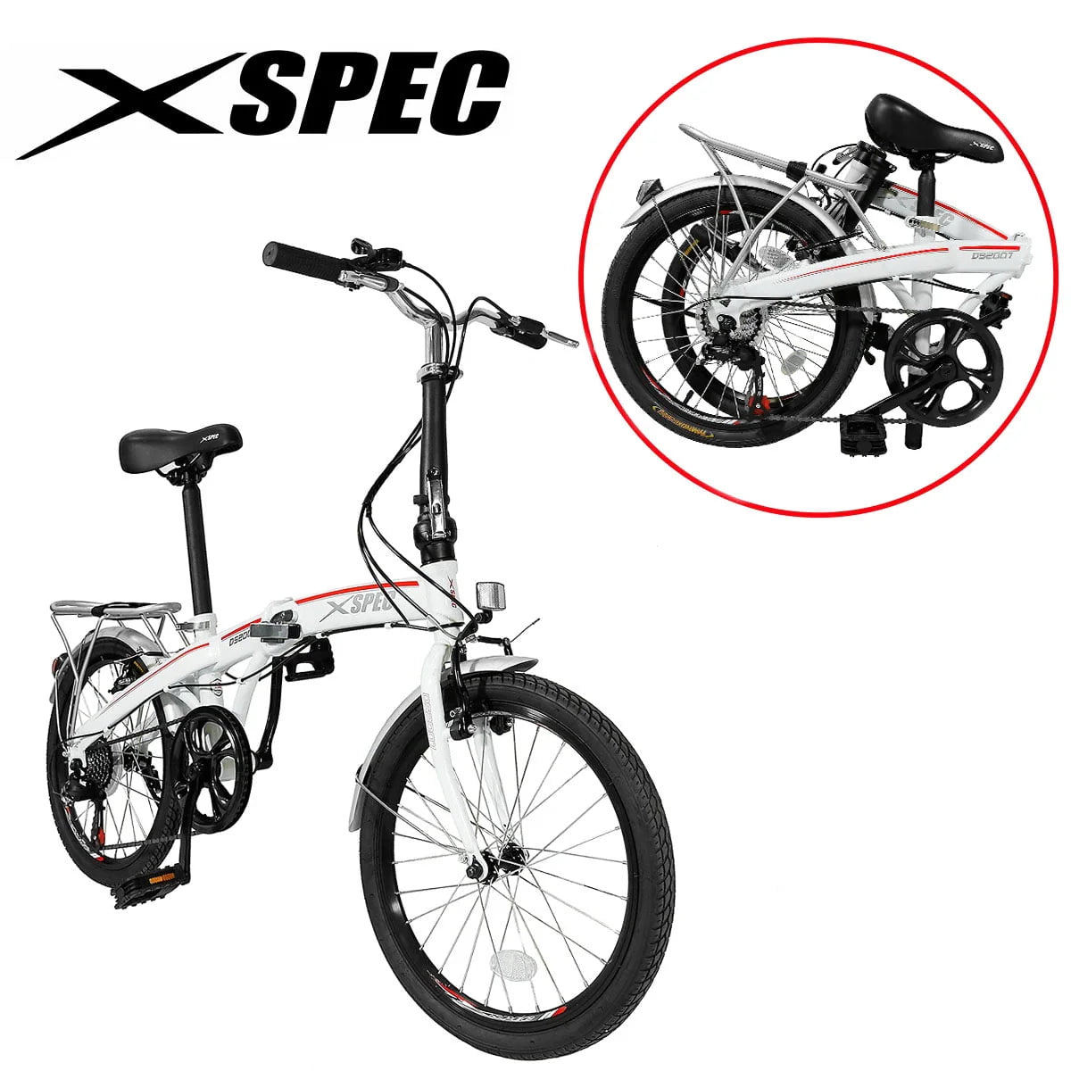 White 7 Speed Folding Compact Bike K221547