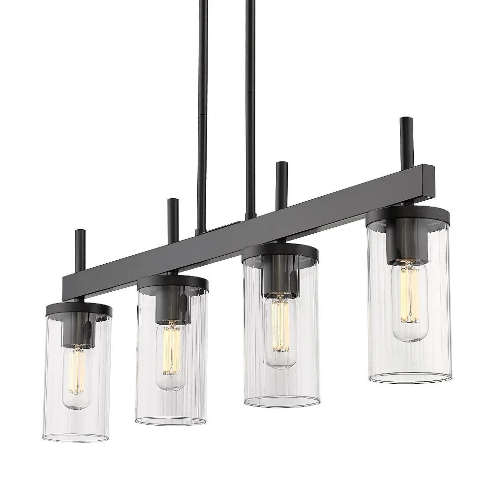 Pewter Linear Pendant with Ribbed Clear Glass U513875